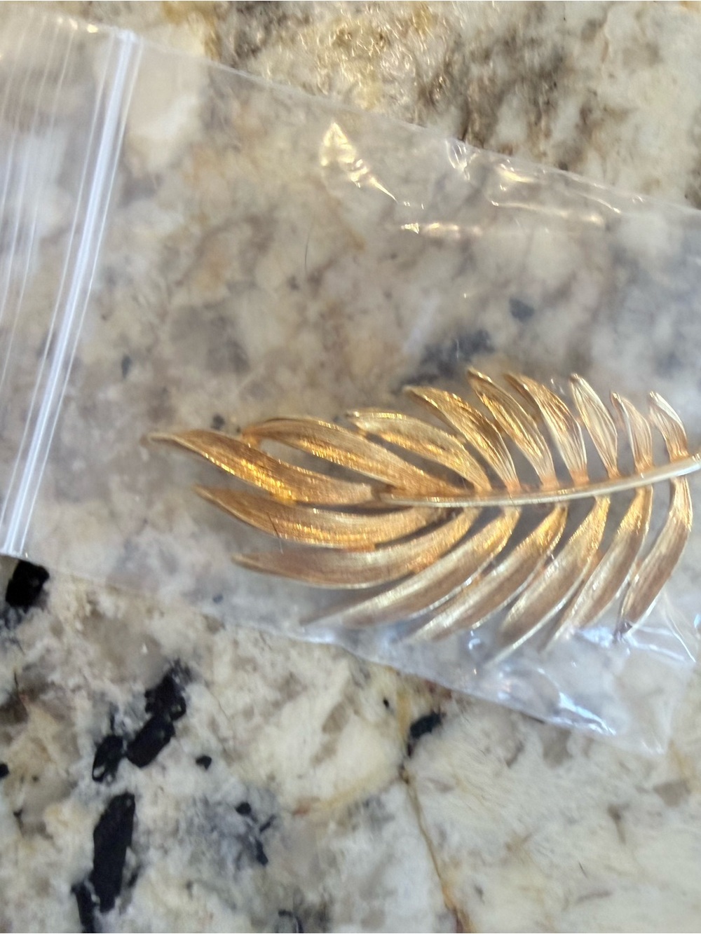 Gold Plated Leaf Brooch - Metallic Feather Pin